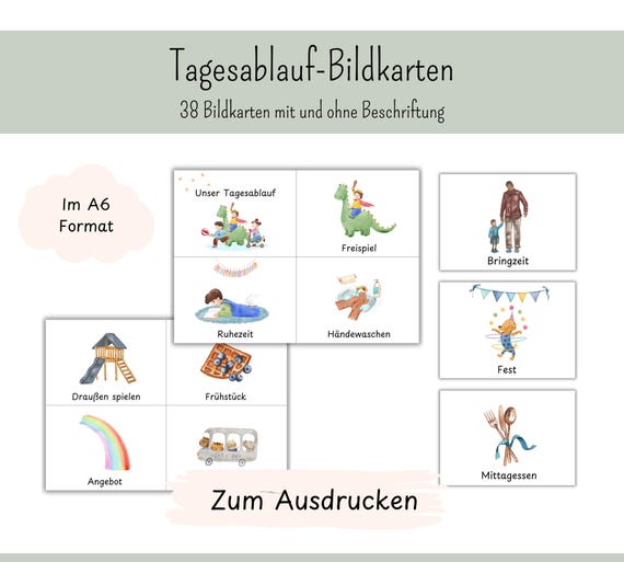 Tagesablauf-Bildkarten für Krippe/ Kindertagespflege/ Kindergarten