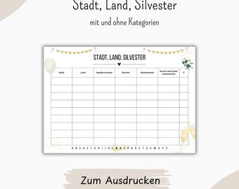 Stadt, Land, Silvester zum Selbstdrucken