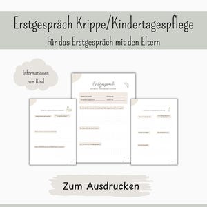 Erstgespräch Krippe und Kindertagespflege | Bögen für die Neuaufnahme  Informationen zum Kind
