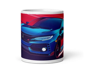 Blaue Tunika FK8 Red White glänzende Kaffeetasse Geschenk für Autoliebhaber