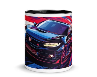 Schwarze BMW Civic Type R FK8 Kaffeetasse Geschenk für Auto-Liebhaber mit Farbe im Inneren