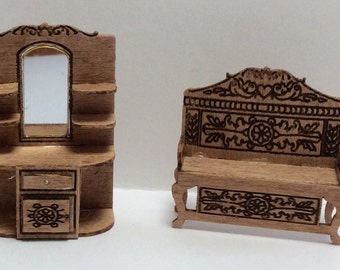 1:48 Quarter Inch Scale Victorian Style Hall Furniture Kit