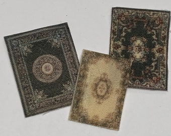 1:144th Inch Scale Miniature Green Colored Printed Rug set G111