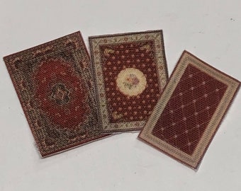 1:144th Inch Scale Miniature Red Colored Printed Rug set R116