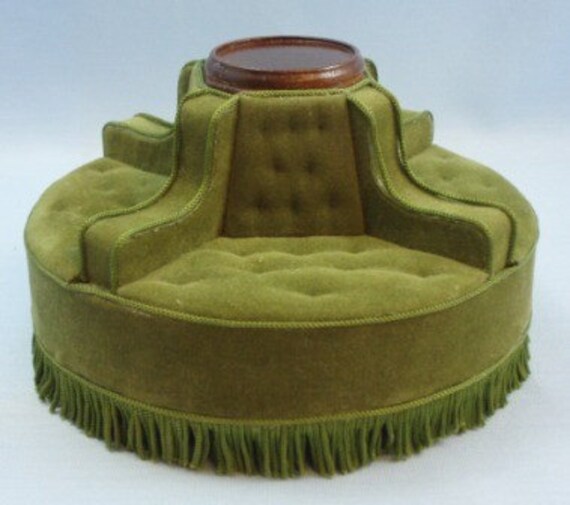 Vintage Green Upholstered Round Sofa by Handcrafted Designs Etsy