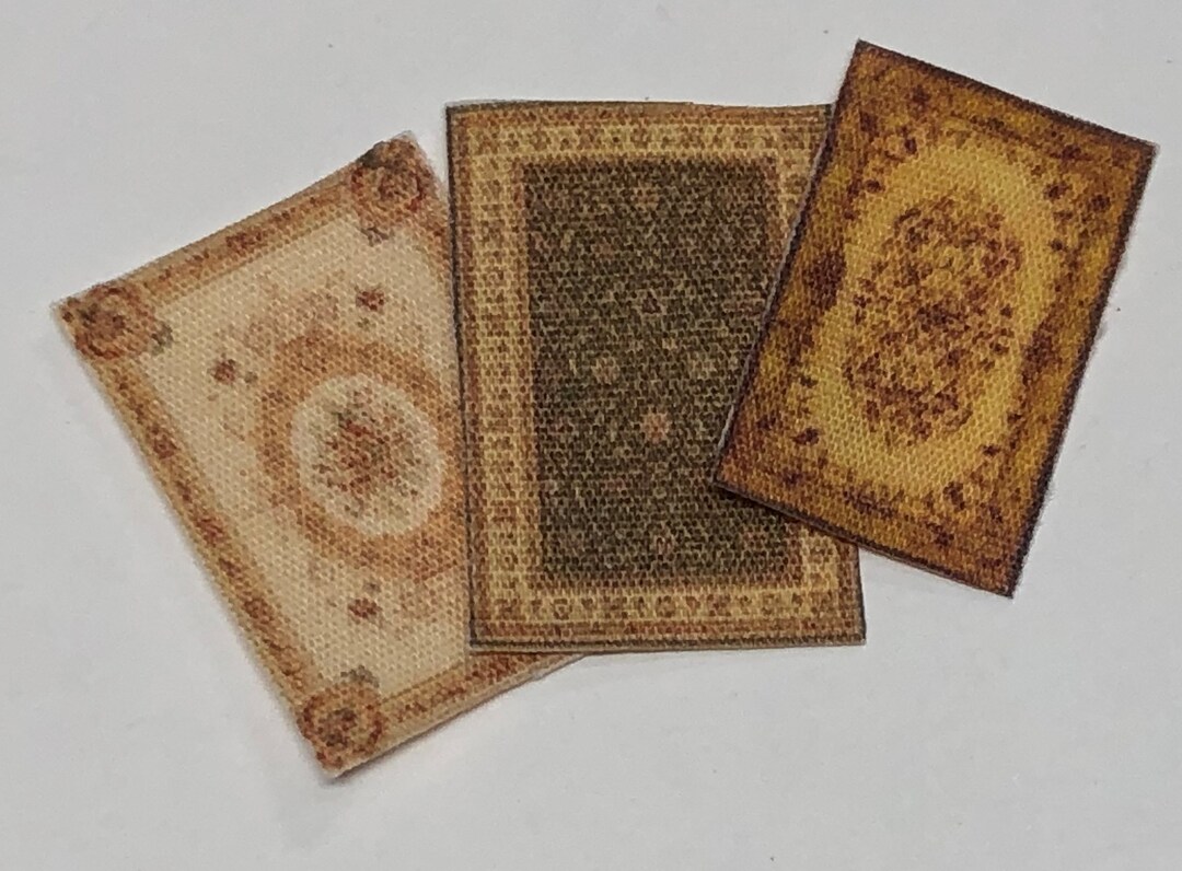 1:144th Inch Scale Miniature Neutral Colored Printed Rug Set N105 - Etsy