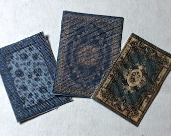 1:144th Inch Scale Miniature Blue Printed Rug set B103