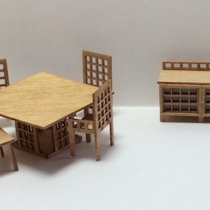1:48 Quarter Inch Scale Modern Dining Room Furniture Kit
