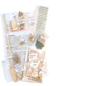 Peut inclure: Un kit de maison de poup&eacute;e miniature avec diverses pi&egrave;ces en bois, y compris des poutres, des moulures, des portes et des fen&ecirc;tres. Le kit comprend &eacute;galement des sacs de gravier, du papier peint et de la verdure.