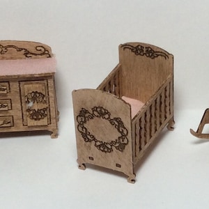 1:48 Quarter Inch Scale Victorian Style Nursery Furniture Kit