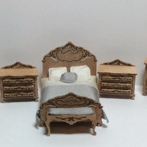 1:48 Quarter Inch Scale Victorian Style Bedroom Furniture Kit