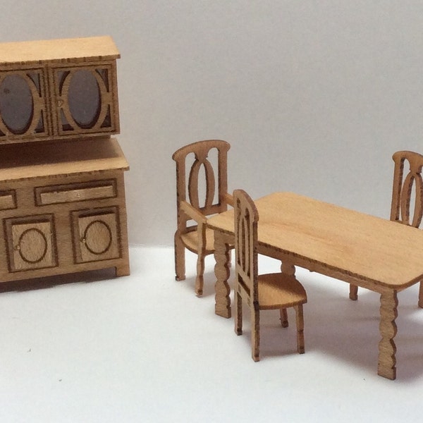 1:48 Quarter Inch Scale Country Style Dining Room Furniture Kit