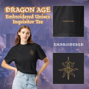 Embroidered Dragon Age Inquisition + Inquisitor Unisex Short Sleeve Tee