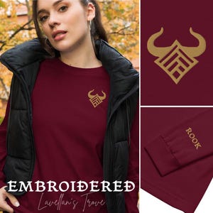 Embroidered Dragon Age: The Veilguard Long Sleeve Tee Qunari Lineage + Rook