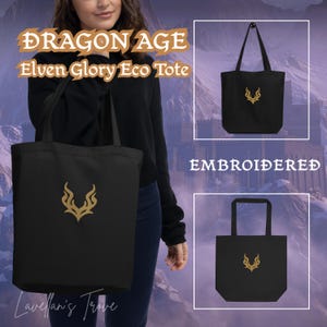 Embroidered Dragon Age Elven Glory Eco Tote Bag