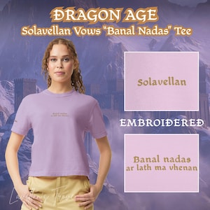 Embroidered Women’s Dragon Age Solavellan Bonding Vows &quot;Banal Nadas&quot; Heavyweight Boxy Tee