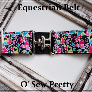 Equestrian Belt, Adjustable Equestrian Surcingle Belt, Multi colored hearts horse show belts , childs Horse show belts,