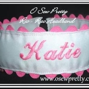 PERSONALIZED HEADBANDS, Monogrammed Headbands for girls,Embroidered headbands with Ric Rac Trim