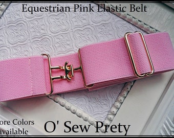 Elastic Equestrian Belt, 1.5" Solid Color Elastic Belt, Horseback Riding Belt with Surcingle Buckle, Equestrian gift, show ring belt,