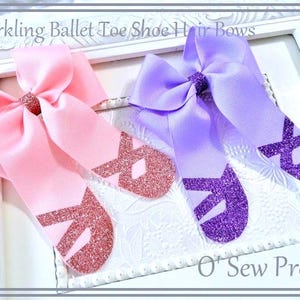 Ballet Hair Bows, Sparkling Ballerina Hair Bow, Pink Ballet Toe Shoe Hair Bows, Purple Ballet Hair Bows, Dance Hair bows, Ballet Hair bows,