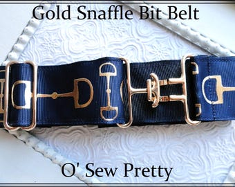 Equestrian Belt - Snaffle Bit Belt - GOLD FOIL Snaffle Bit  display picture 3