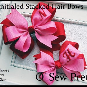 Personalized Valentine Hair Bow, Initialed Red VALENTINE'S DAY Hair ...