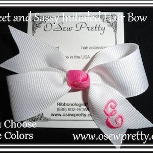PERSONALIZED HAIR BOWS, monogrammed hair bows, Initialed hair bow, embroidered hair bow, personalized ribbon bow, Initialed school hair bow