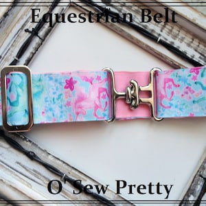 Pink Aqua Unicorn Equestrian Show Belt, Adjustable Surcingle