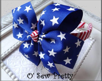 Patriotic Bow Headband, 4th of July, Stars and Stripes