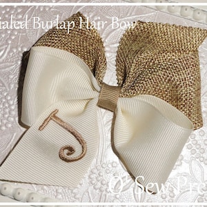 Personalized burlap bows, Burlap Hair Bows, initialed hair bow, Khaki and burlap hair bows, MONOGRAMMED HAIR BOWS, Custom Hair Accessories