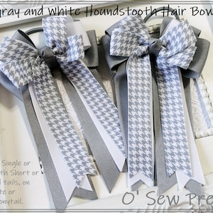 Equestrian Bows, Gray and white Houndstooth Horse Show Bows, Show Bows, Short Stirrup Bows, Leadline Bows, Equestrian Hair Bows,