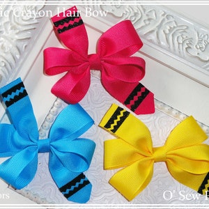 Back to School Crayon hair Bows, School Uniform Hair Bows , Hair Bows for Girls, Fall Hair Bows, Toddler Hair Clips,
