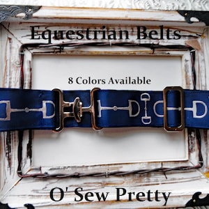 Equestrian Belt, Silver Snaffle Bit, Adjustable Equestrian Surcingle Belt, childs Horse show belts,scooling belt,riding belt,equestrian gift