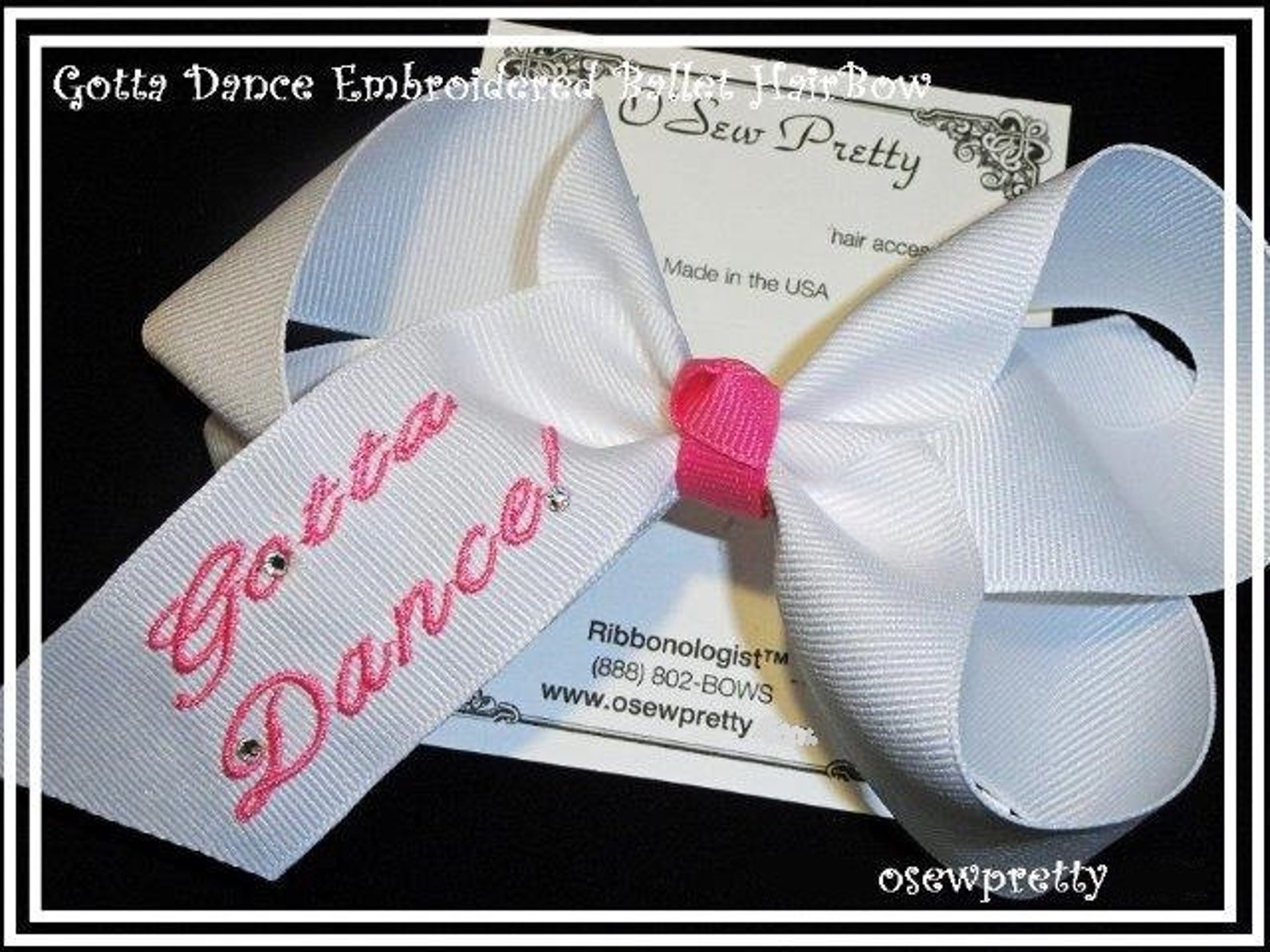 gotta dance hair bow, ballet and dance hair bows, embroidered ballet hair bow, ballerina hair bow, ballerina hair accessory, bal