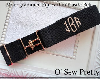 Monogrammed equestrian belts, Elastic Equestrian Belt, Horseback Riding Belt with Surcingle Buckle, Equestrian gift, show ring belt,