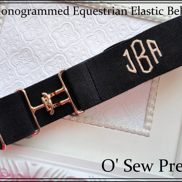 Monogrammed equestrian belts, Elastic Equestrian Belt, Horseback Riding Belt with Surcingle Buckle, Equestrian gift, show ring belt,