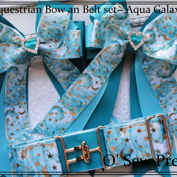 Equestrian Hair bows, Fancy Horse show bows with matching belt, Lead line show bow, Fancy show ring hair bows, shade belly, Show hair bows