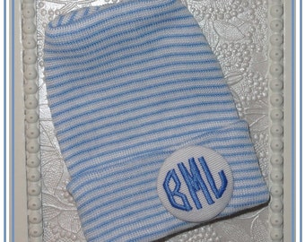 MONOGRAMMED NEWBORN hospital HAT, Three letter formal monogrammed newborn hat, monogrammed newborn hat, baby boyHat, Newborn Beanie