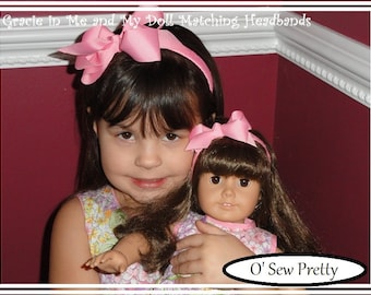 Matching Girl & 18" Doll Headbands, Boutique Bow Headband Set