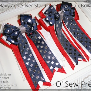 Equestrian Hair bows, Patriotic Horse Show Bows, Red, navy and Red Horse show bows, leadline hair bows, Shorty stacked Show Pony bows