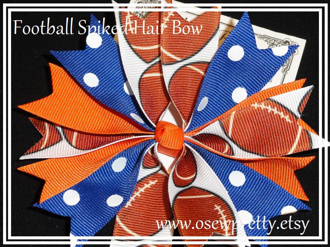 Football Hair BOWS Football Team Spiked Hair Bow Sports Team Etsy