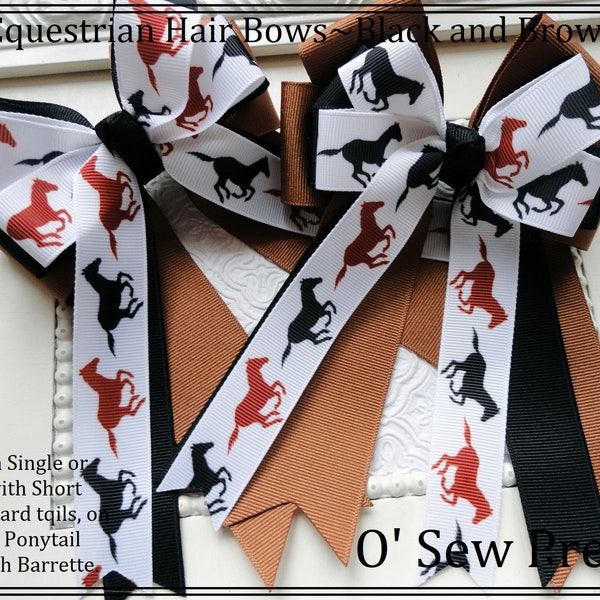 Equestrian Hair bows, Black and Brown horse show bow, Trendy equestrian hair bows, Bows for the shows, Equestrian Apparel, Leadline, Shortys