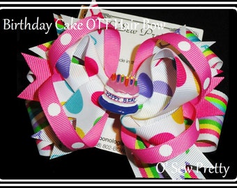 Birthday hair bow for girls, Birthday headband for baby, Birthday cake bow, Over the top bow, Big birthday hair bow, girl's birthday bow