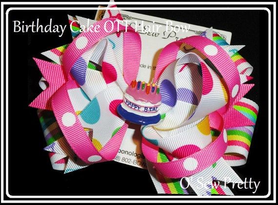 Birthday hair bow for girls, Birthday headband for baby, Birthday cake bow, Over the top bow, Big birthday hair bow, girl's birthday bow