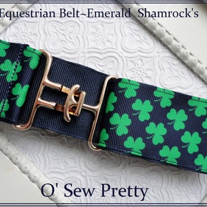 Equestrian Belt, Adjustable Equestrian Surcingle Belt, Saint Paddys Day Equestrian horse show belts, childs Horse show belts,