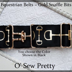 Equestrian Belt, Snaffle Bit Belt, Horseback rider belt, Horse show Belt, Gold Bits Surcingle Belt, Equestrian Gift, Schooling belt