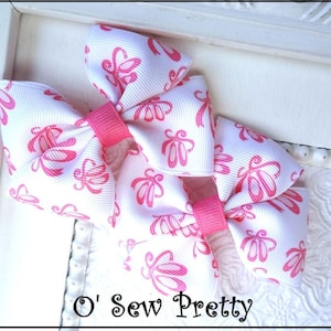 Toddler Dance Bows, Ballerina Shoes Pigtail Bows, Ballet Dancer Hair Bow, Pink Hair Bow, Gift For Girls, Ballet recital