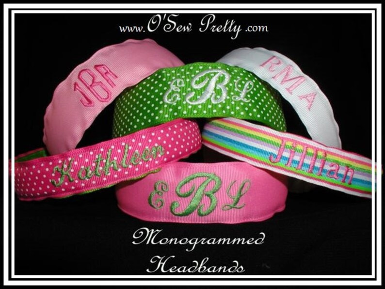 PERSONALIZED HEADBANDS, monogrammed headband, Initialed headband, embroidered headband, names on headbands, personalized ribbon, preppy afbeelding 7