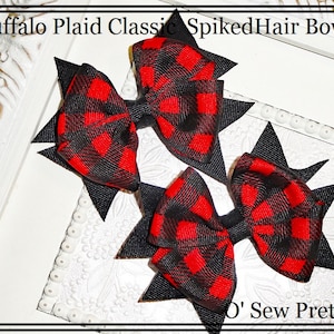 Plaid Hair bows, plaid Tuxedo hair bows, red and black check hair bows, holiday bows, Fall hair bows, made to match hair bows