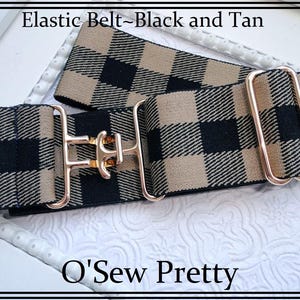 Equestrian Belt, 1.5&quot; Black and Tan Belt, Horseback Riding Belt with Surcingle Buckle, Equestrian gift, elastic show ring belt,